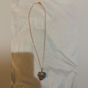 Green Adventurine Heart Rose Gold Necklace